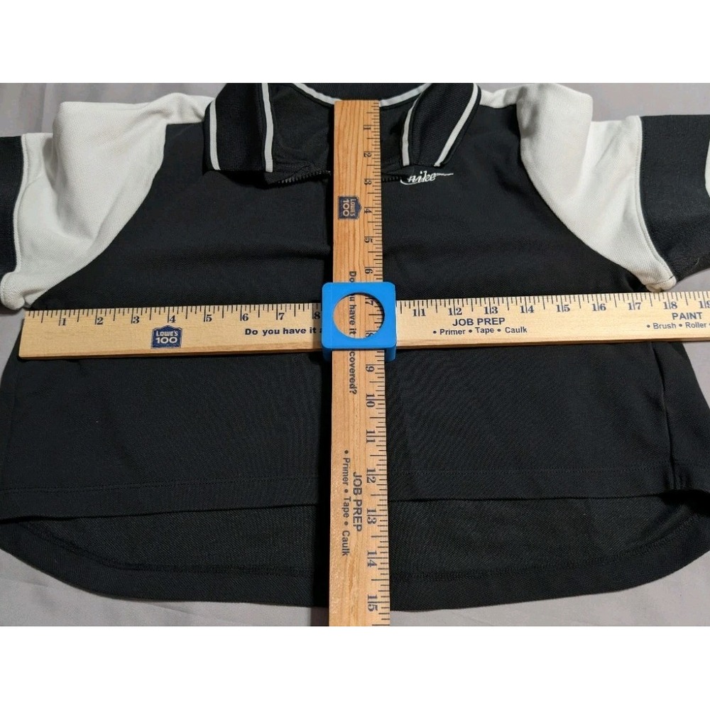 Nike Girls Cropped Quarter Zip Polo Shirt Youth Large Black White Short Sleeve - Picture 5 of 6